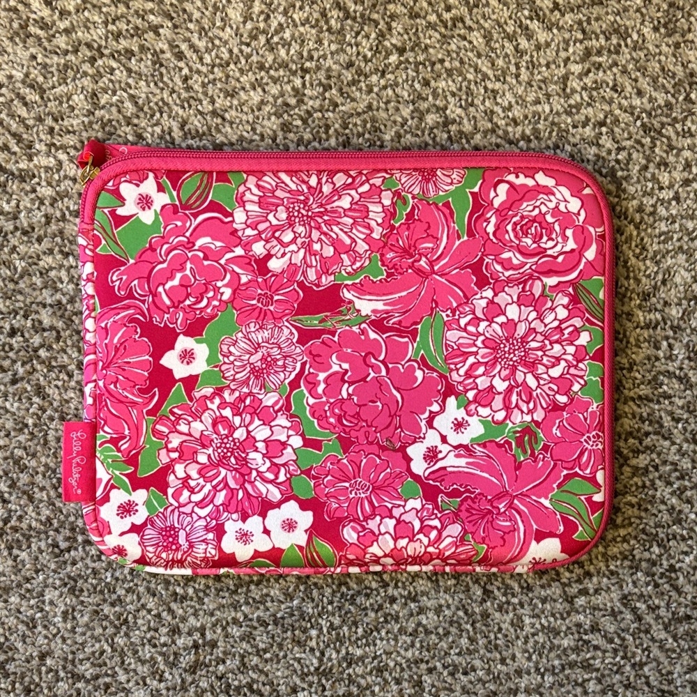 Lilly Pulitzer Pink and Green Floral Case 10"X8"X0.5"L
